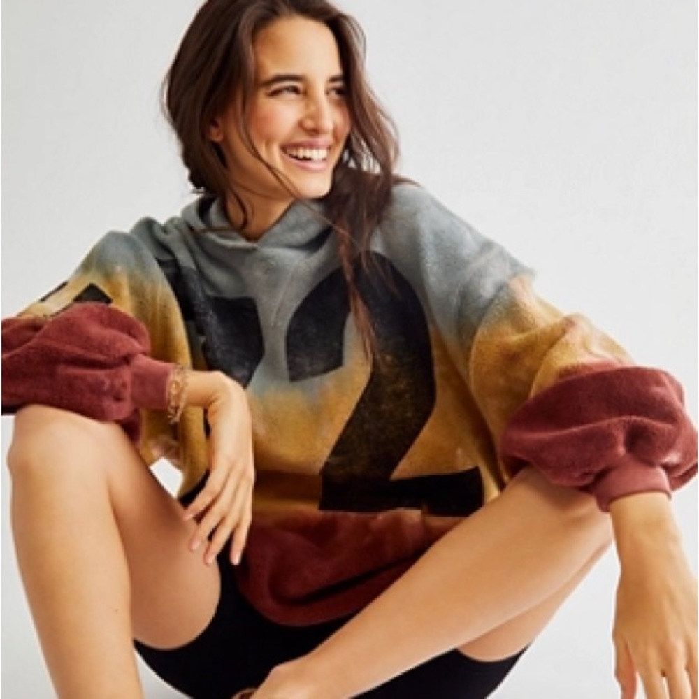 Free People Keep It Easy Tie Dye Numbered Hoodie Size Medium